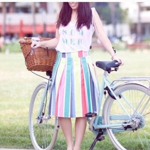 Boden Multicolor Vertical-Stripe Midi Skirt
